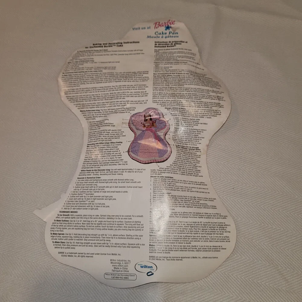 Wilton Barbie Cake Pan 2002 Enchanted Princess Mold Insert Instructions 2105